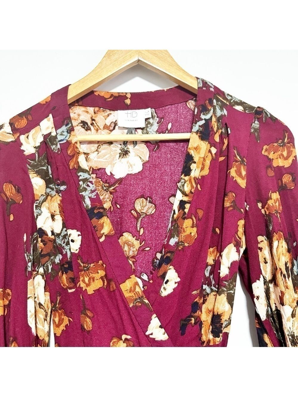 Anthropologie HD in Paris Gail Wrap Blouse Floral Top Deep V Neckline Size US 6 - Picture 7 of 12